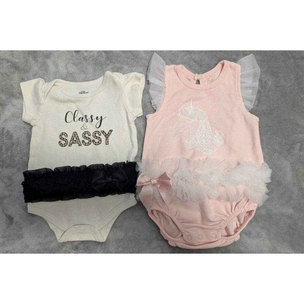 Lot Of 2 Ruffle One Pieces Sz 3-6 Months